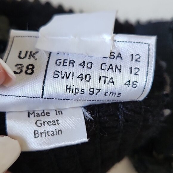 FRANK USHER | Elasticized Belt Sequins Appliqued Flowers Black Sz 12 - Picture 6 of 6